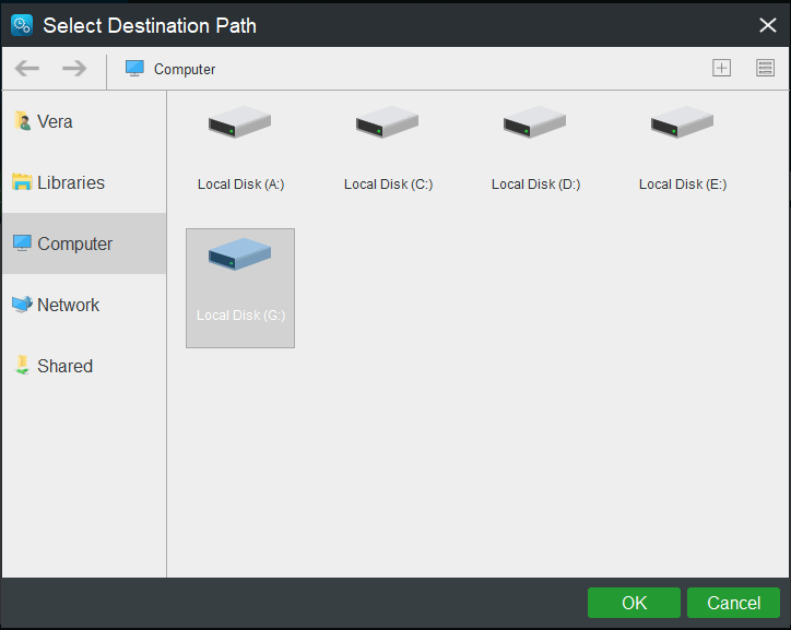 escolha o local de armazenamento de backup