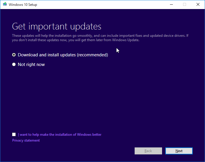 get important updates interface