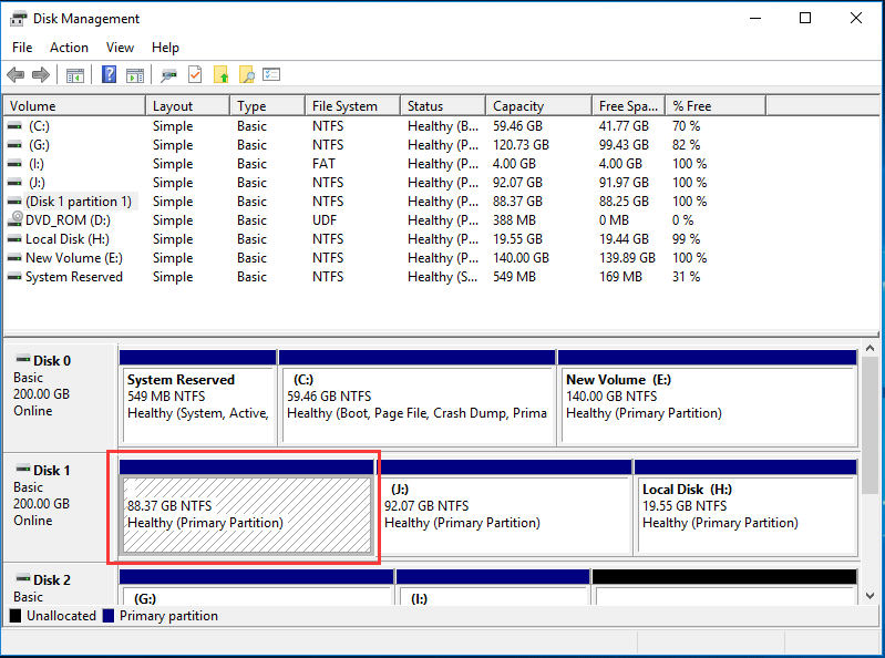 the partition without the drive letter