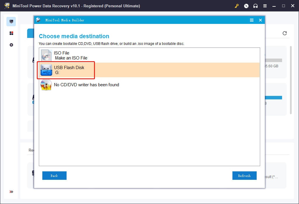 select the connected USB drive