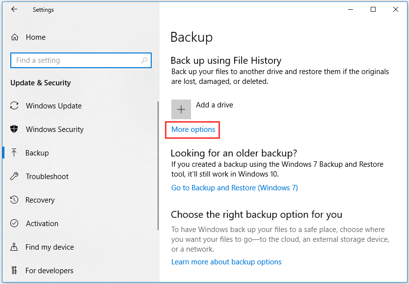 access File History backup