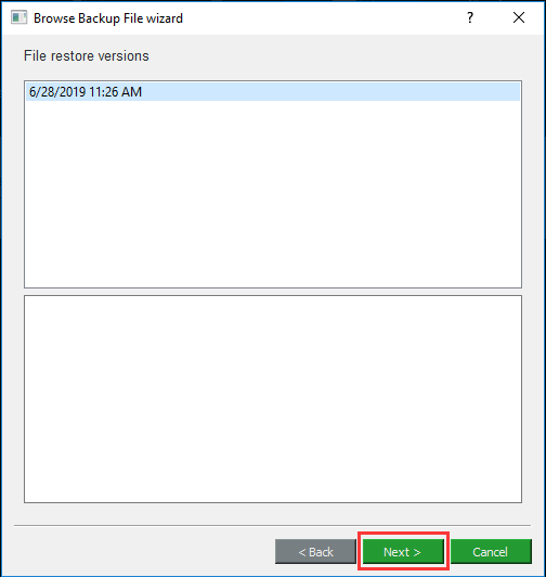 choose backup version and click Next