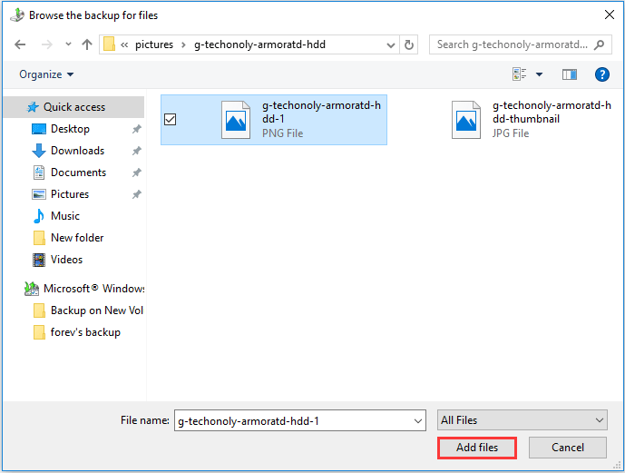 select file and click Add files