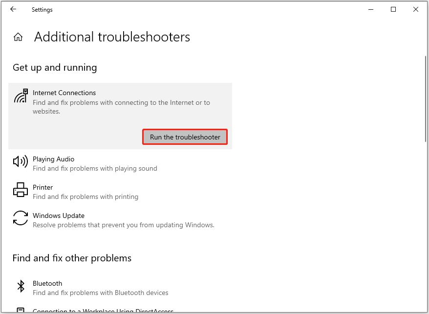 run the troubleshooter