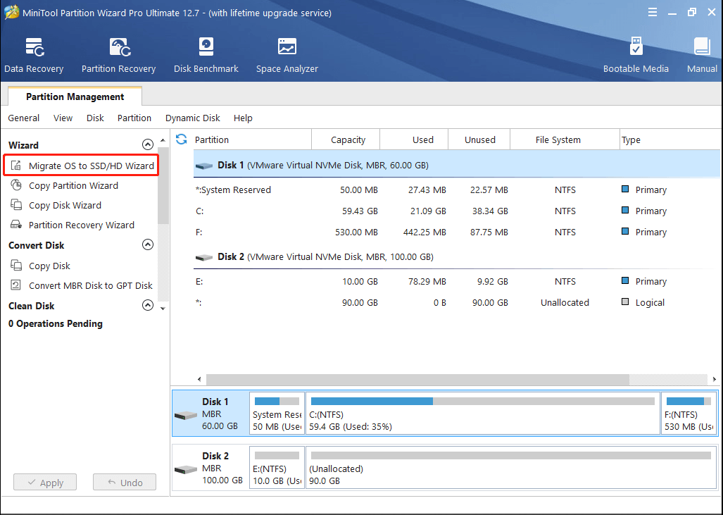 click Migrate OS to SSD/HD