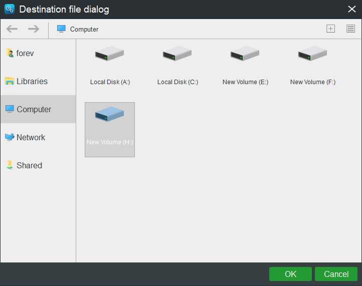 sélectionnez le chemin de destination pour enregistrer le fichier synchronisé