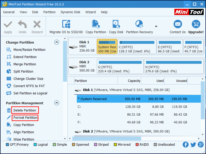 format or delete system partition