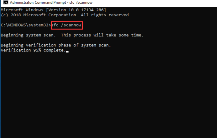 type sfc/scannow in Command Prompt window
