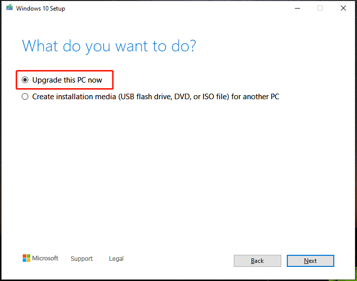upgrade this PC now Windows 10