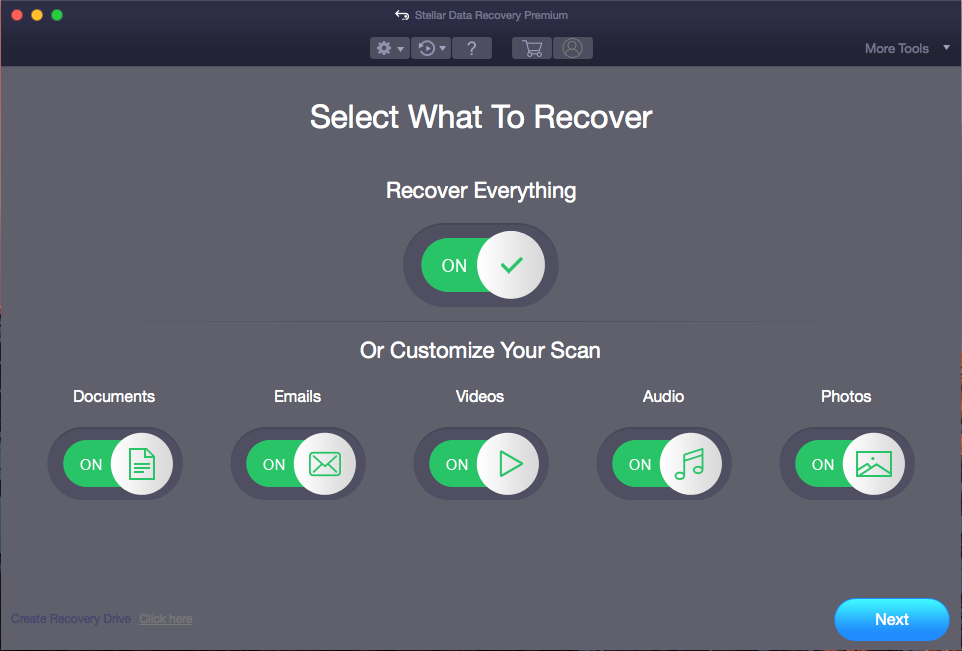 the main interface of Stellar Data Recovery for Mac