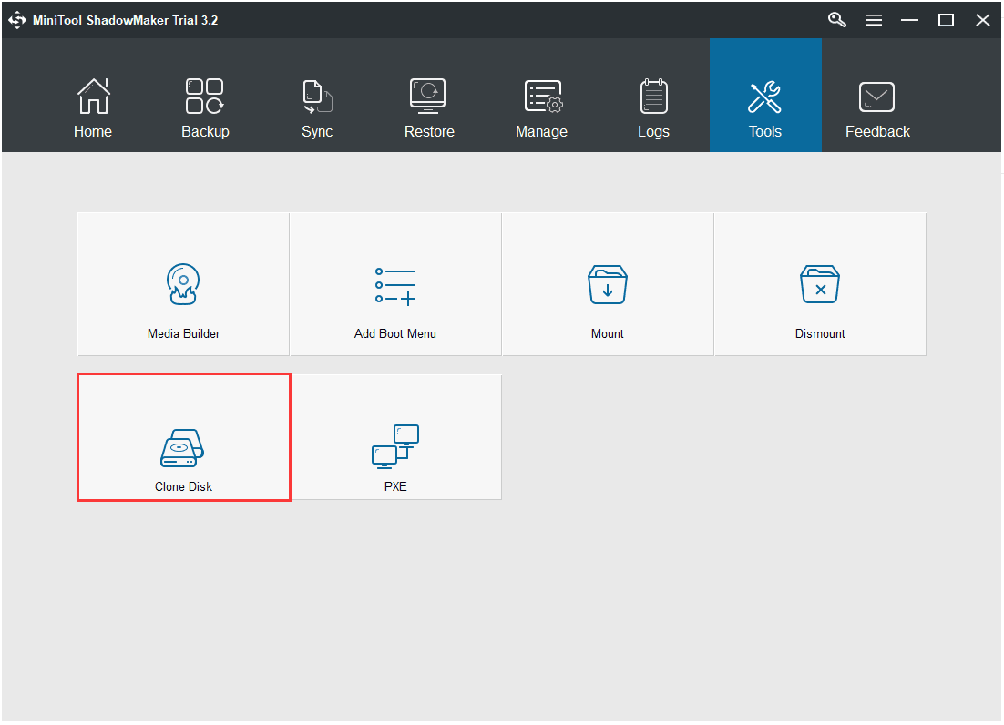 click the Clone Disk feature