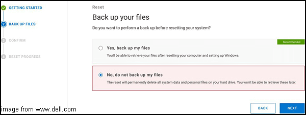 choose back up files or not