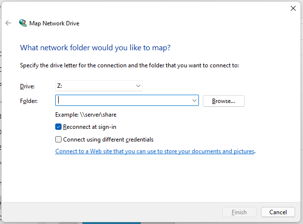 what network folder would you like to map