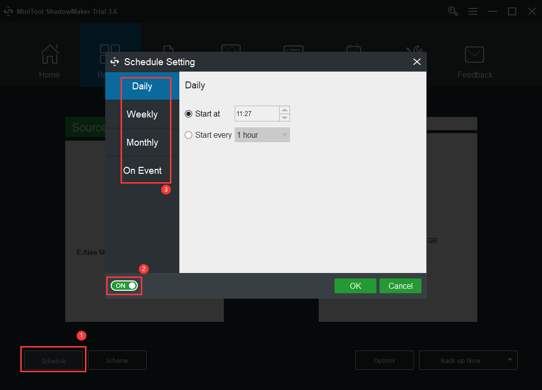 set Synology Backup schedule