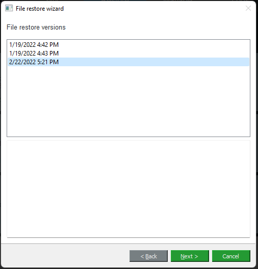 select Synology restore version