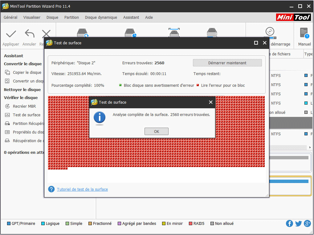 détecter les secteurs défectueux sur le disque