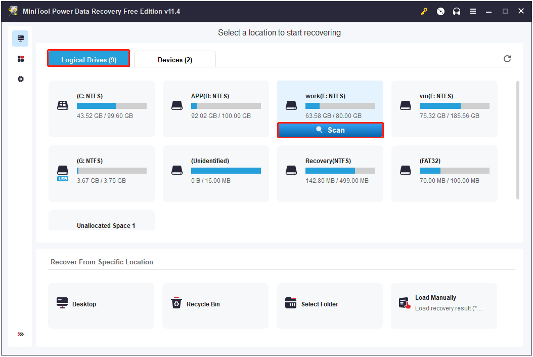 scan the target partition