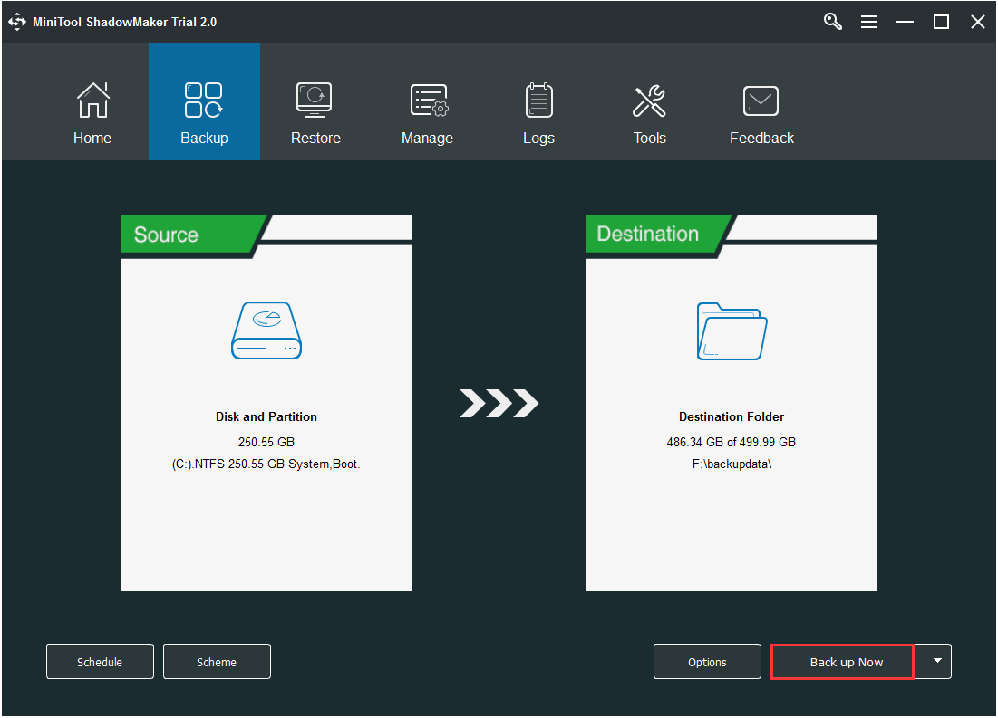 MiniTool ShadowMaker system backup