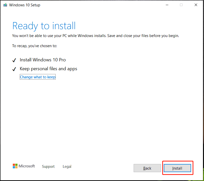 install Windows 10 via Setup