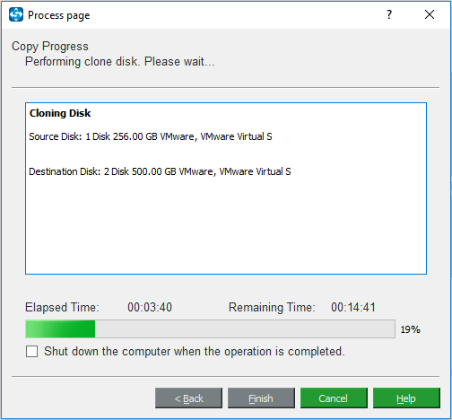 ele vai começar a clonar HDD para SSD