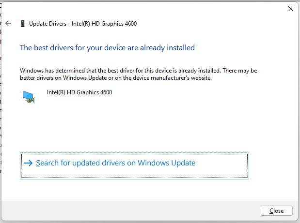search for updated drivers on Windows Update