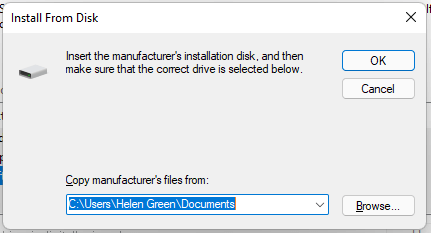 install driver from the installation disk