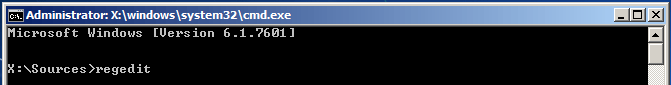 type regedit in Command Prompt