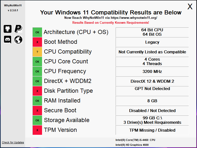 WhyNotWin11 check Windows 11 compatibility