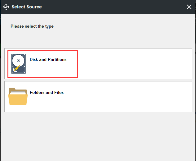 choose Disk and Partitions to go on