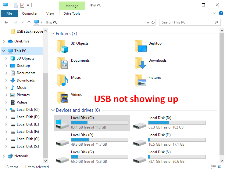 USB not showing up