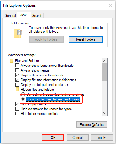 show hidden files