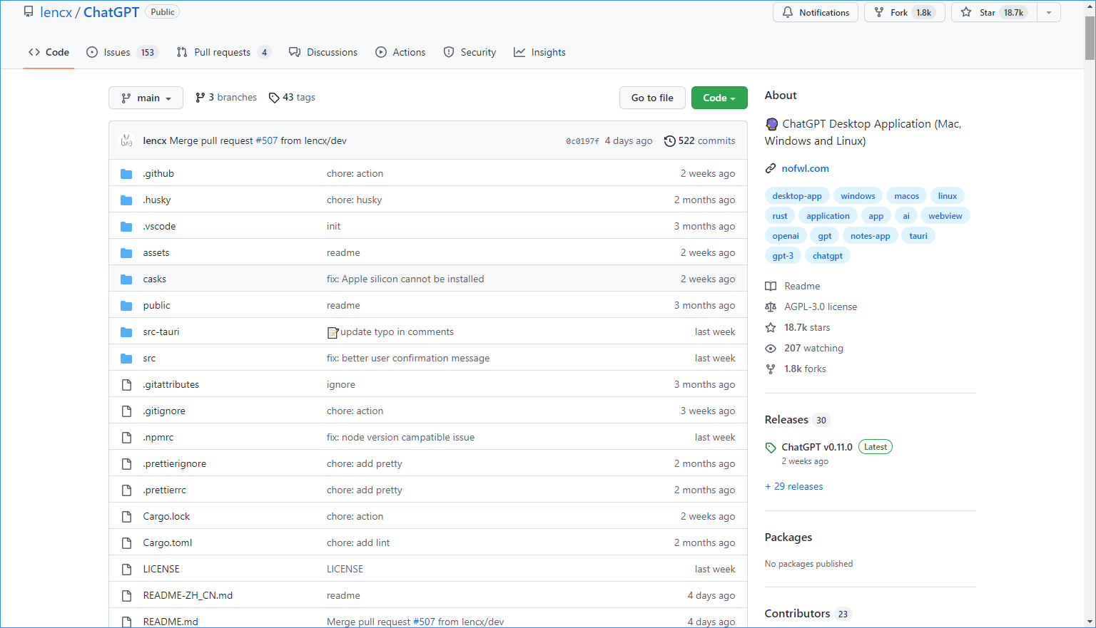 the interface of GitHub