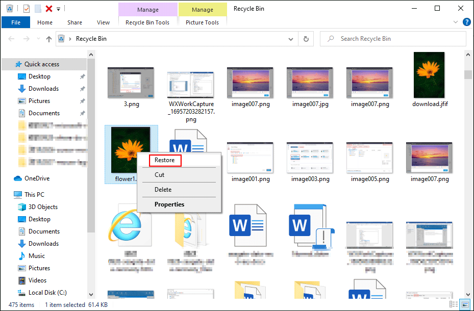 recover files from Recycle Bin
