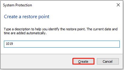 create a system restore point
