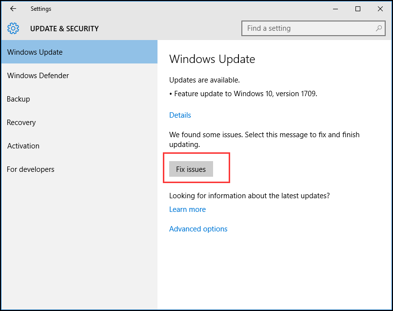  verifique o utilitário de atualização do Windows