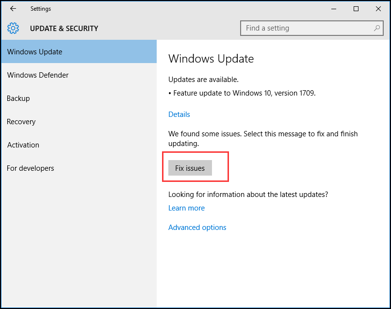 vérifier l'utilitaire de mise à jour Windows