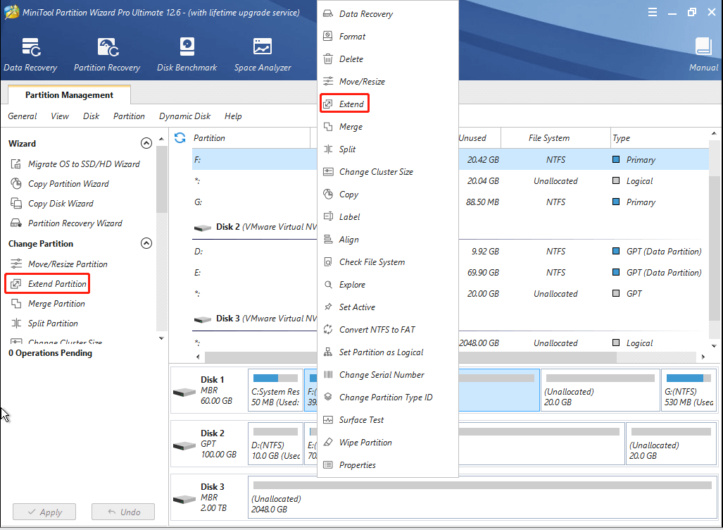 select system partition and choose Extend