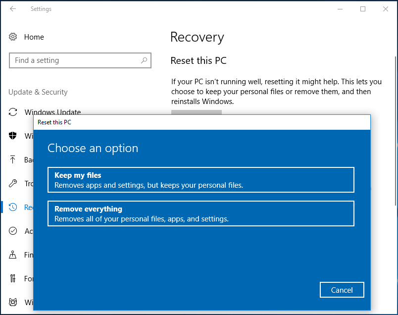 Reset This PC Windows 10