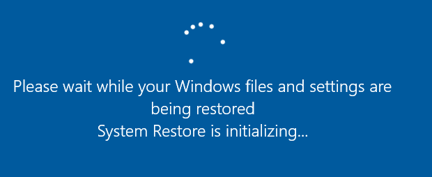 System Restore is initializing