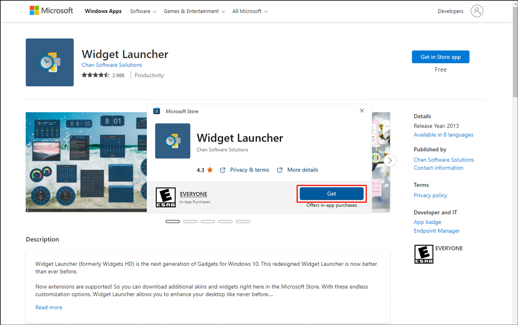 get Widget Launcher on Windows 10