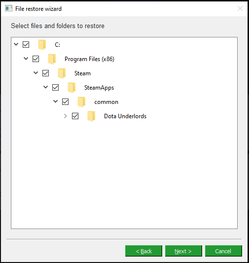 MiniTool ShadowMaker select files/folders to restore