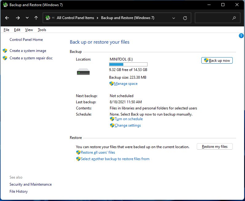 Windows 11 backup is done