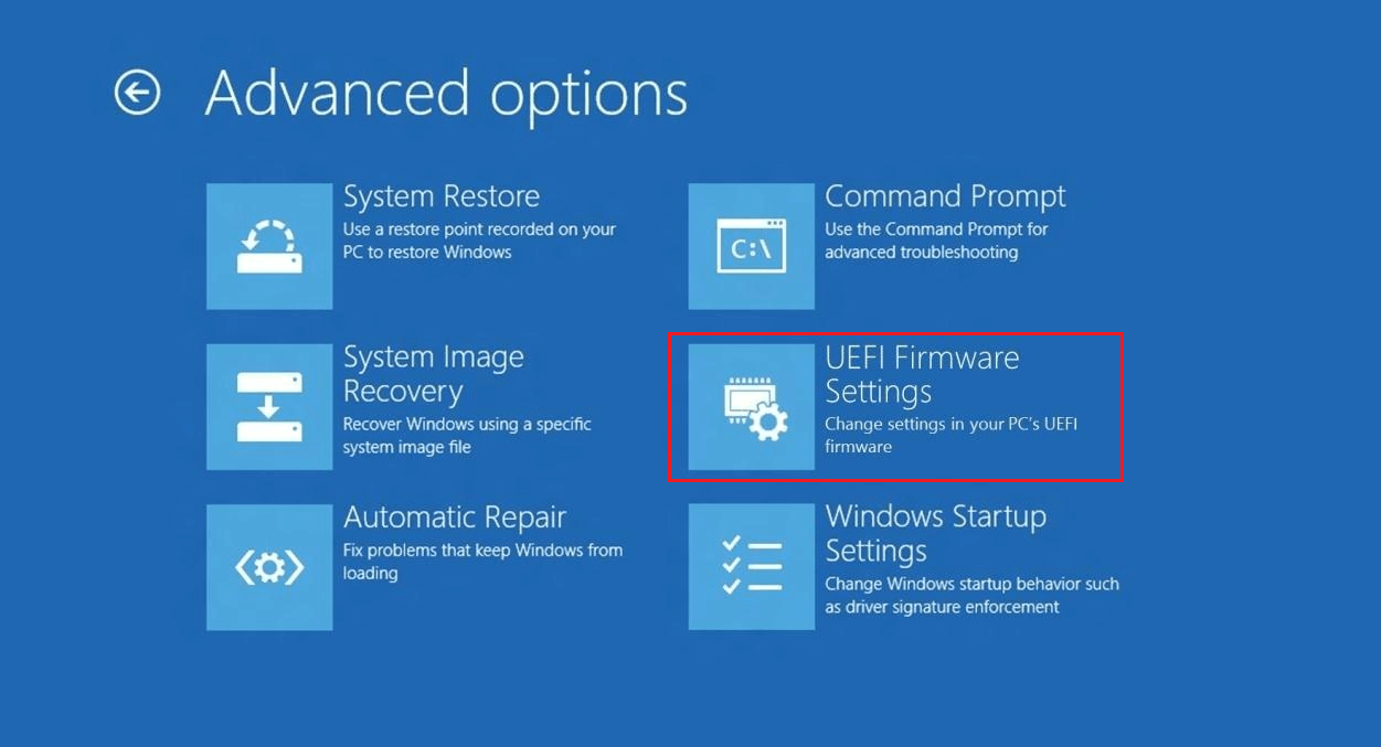 select UEFI firmware settings