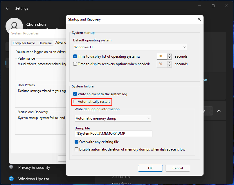 disable automatic restart Windows 11