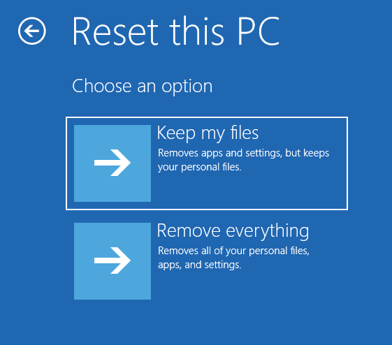 reset this PC in Windows 11 WinRE