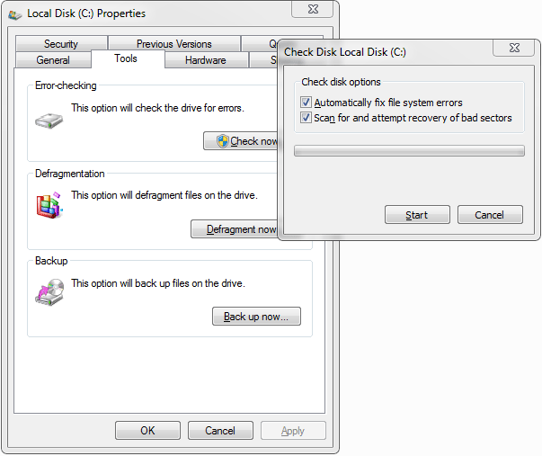 comprobar errores Windows 7