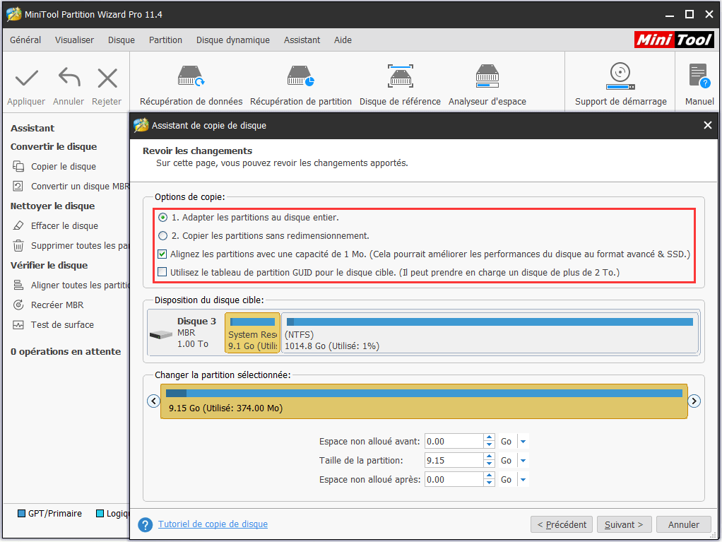 examiner les changements que vous avez apportés