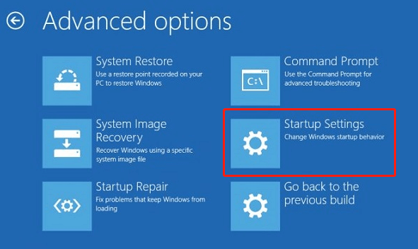 choose Startup Settings