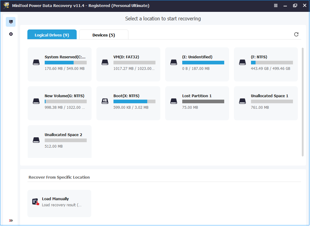 show the interface of MiniTool Power Data Recovery