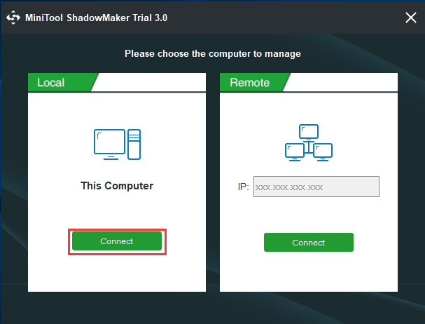 Backup local MiniTool ShadowMaker